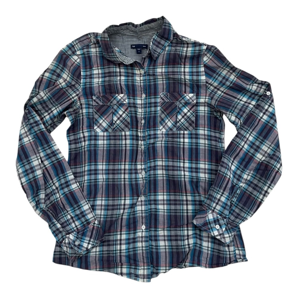 GAP Multicolor Plaid Button Up Double Pocket - Womens Size Small